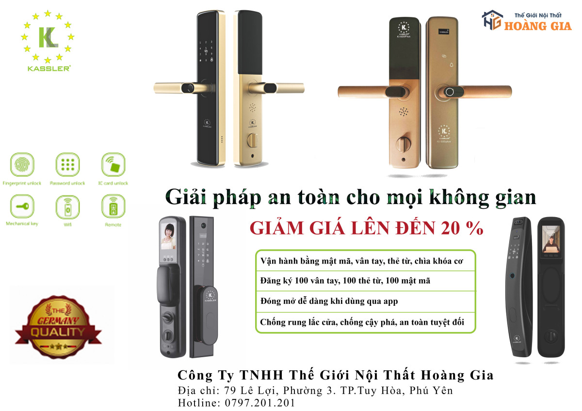 Khoá thông minh Kassler đang có chương trình khuyến mãi đến 20% tại Hoàng Gia