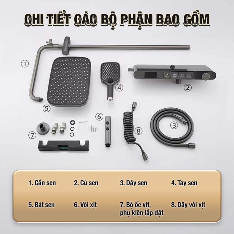 Chi tiết cơ bản của vòi sen cây tắm đứng Chi tiết cơ bản của vòi sen cây tắm đứng